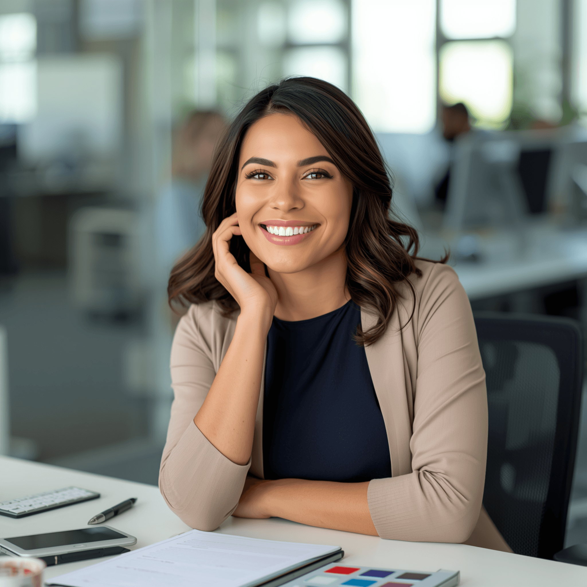 Confident woman with a radiant smile