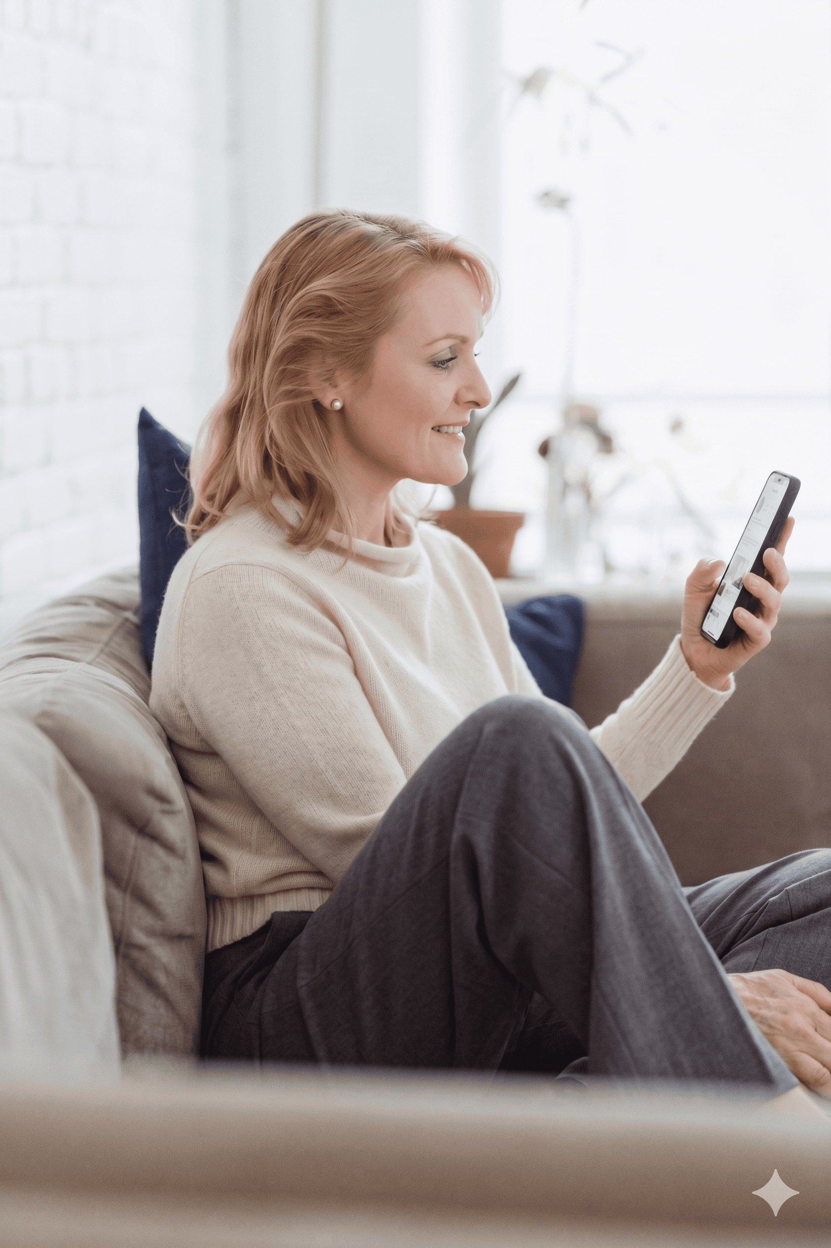 Woman taking the quiz on her phone