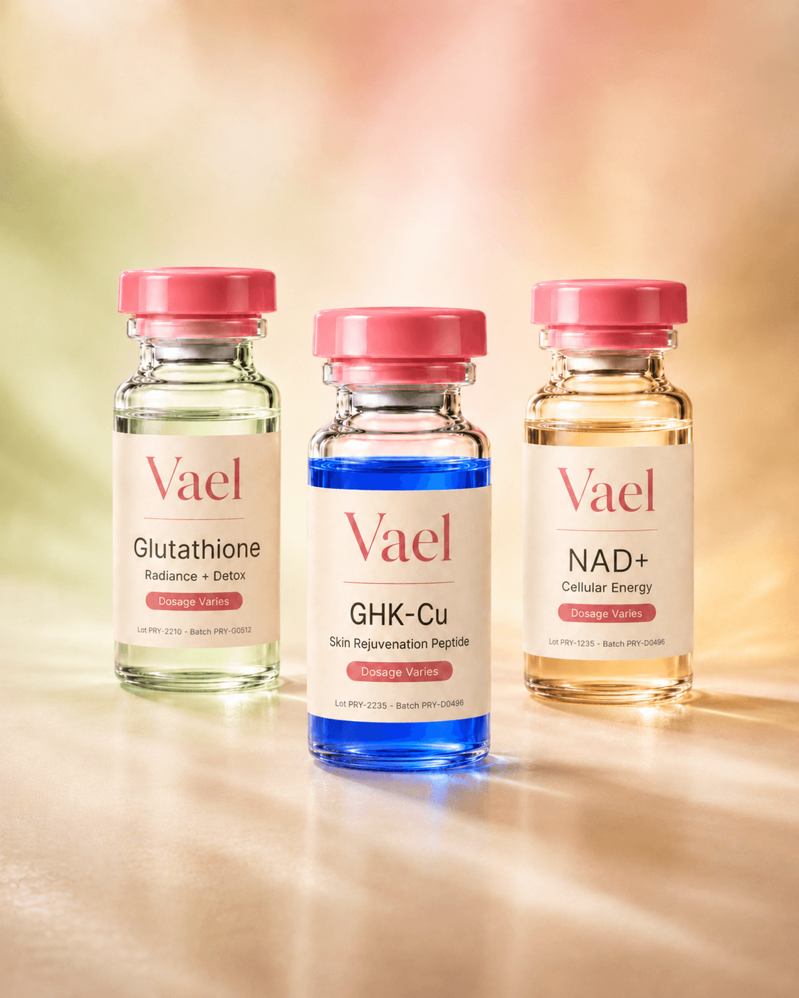The Total Renewal Stack: GHK-Cu + NAD+ + Glutathione vials
